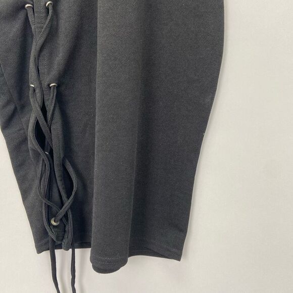 Nasty Gal Black Sleeveless Mini Bodycon Dress Size 8 Side Lace Party Club - Picture 3 of 8